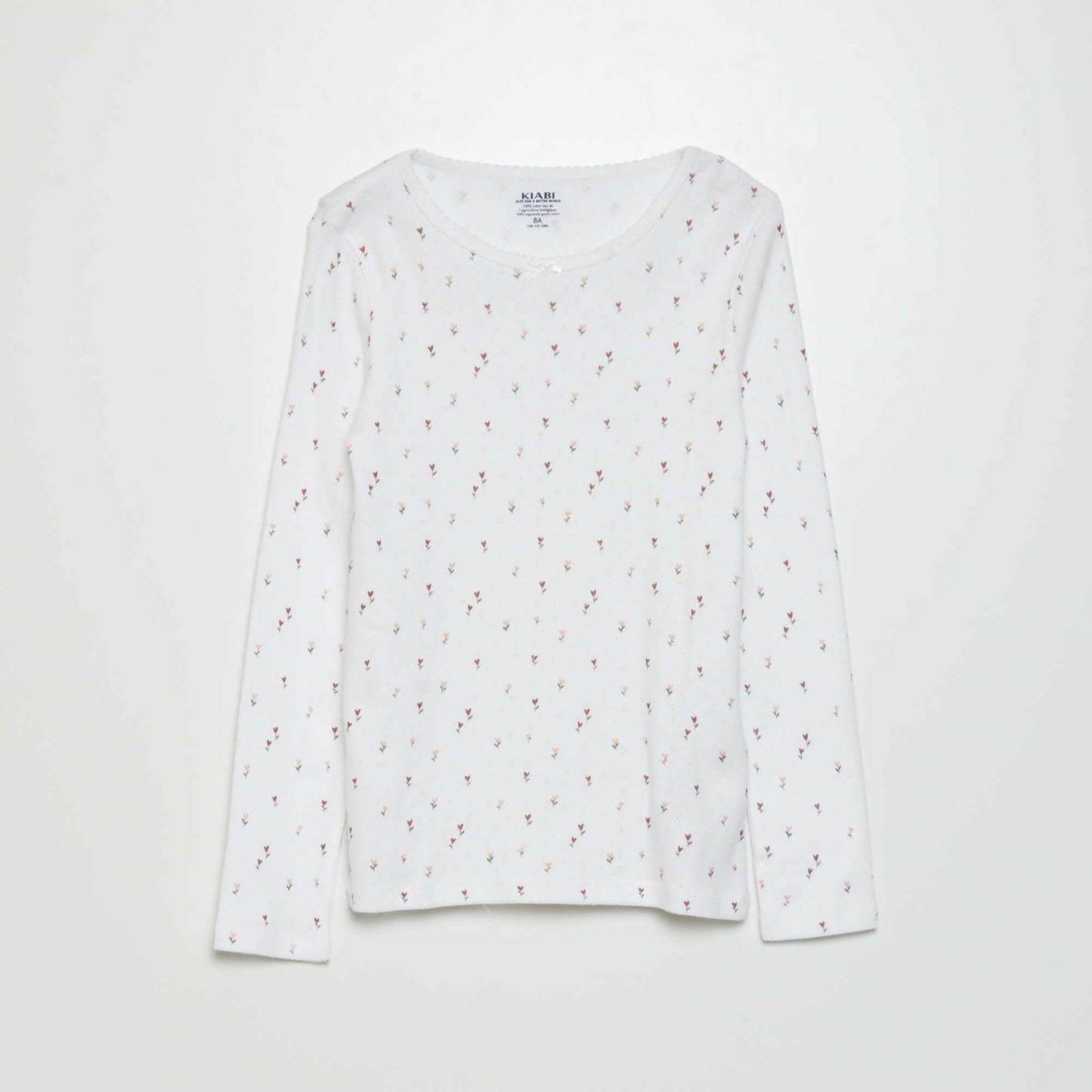 T-shirt en maille pointelle Blanc/gris