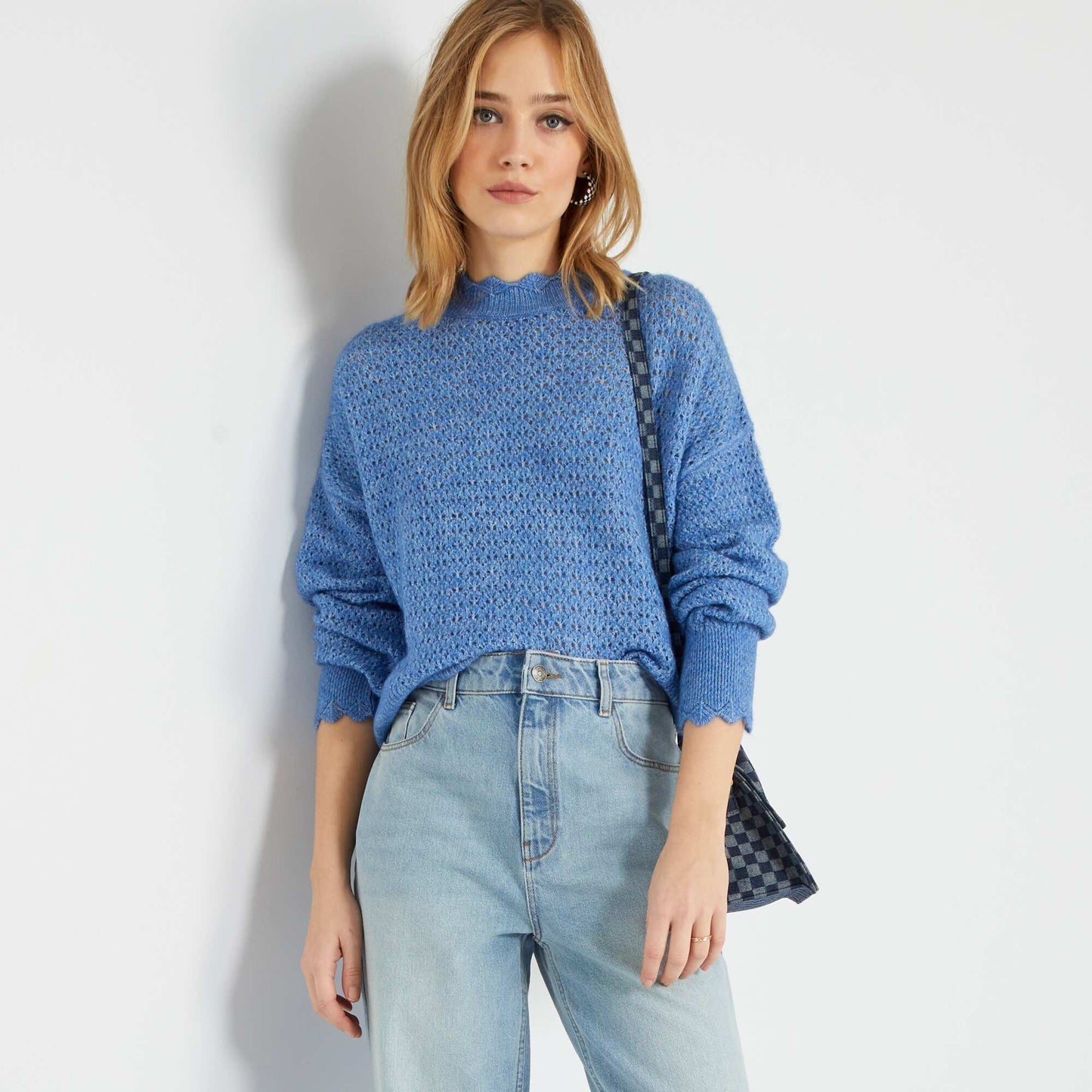 Pull en maille fantaisie Bleu