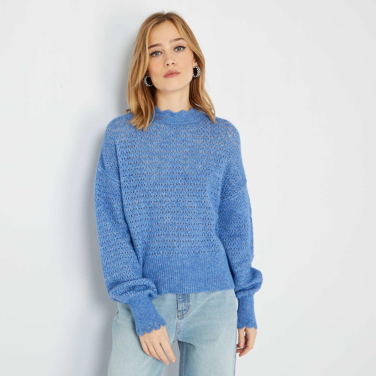 Pull en maille fantaisie Bleu