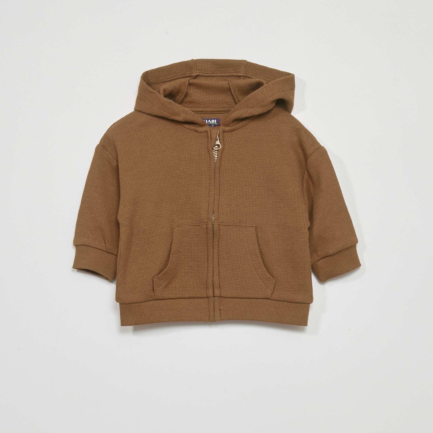 Sweat capuche en maille gaufr e Marron