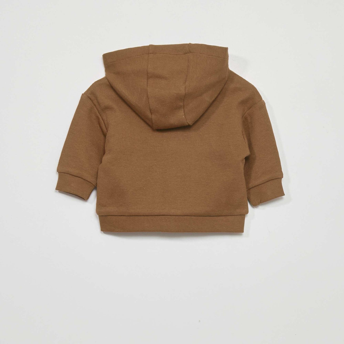 Sweat capuche en maille gaufr e Marron