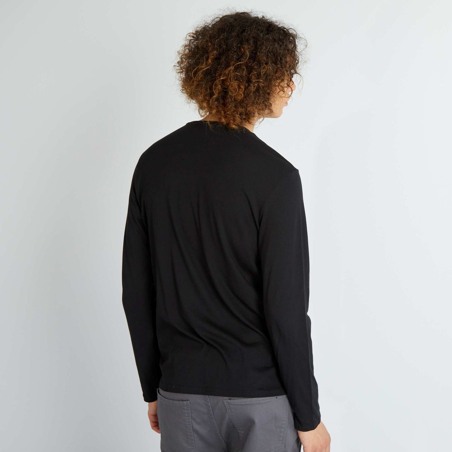 T-shirt col rond manches longues Bleu