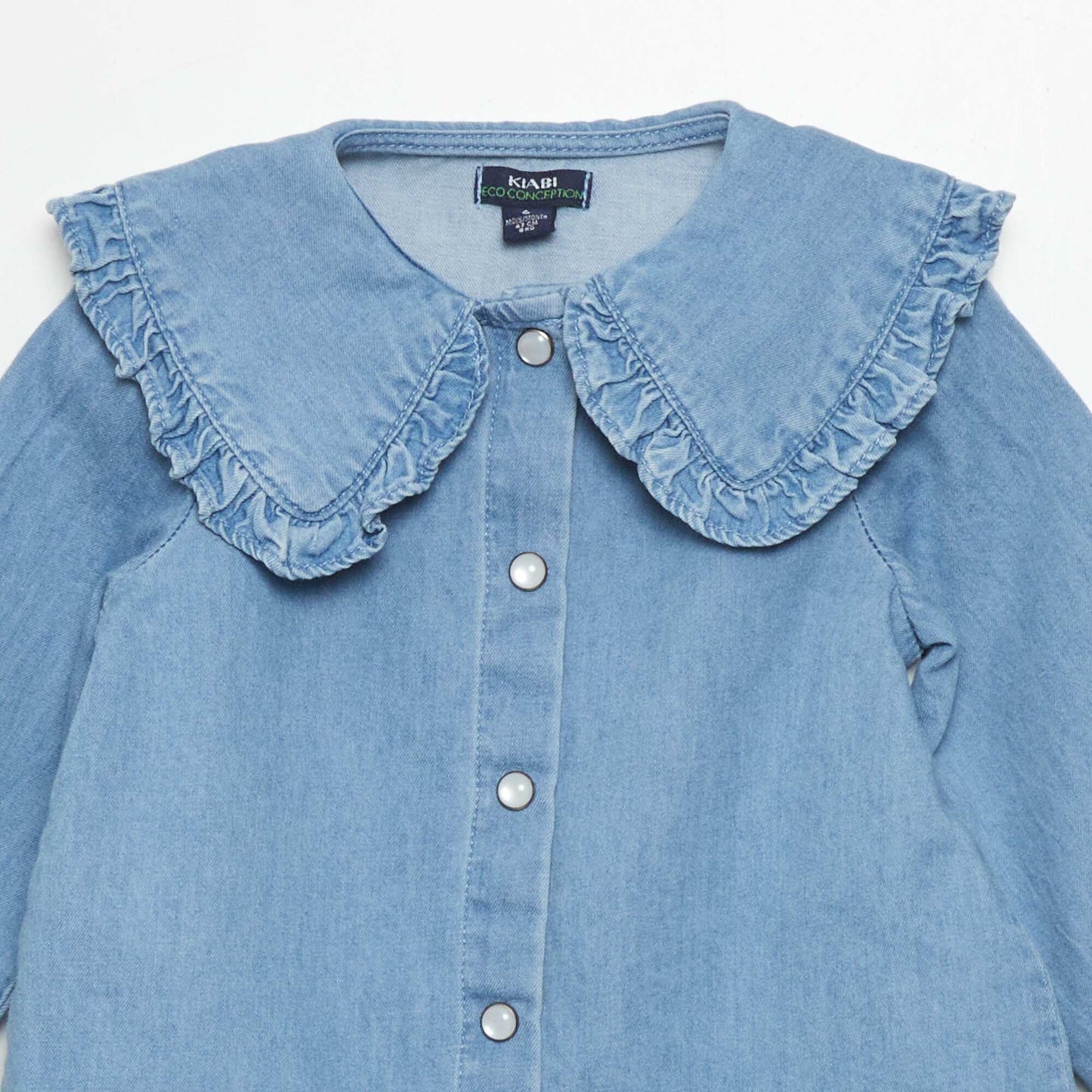 Chemise en denim col volant Bleu