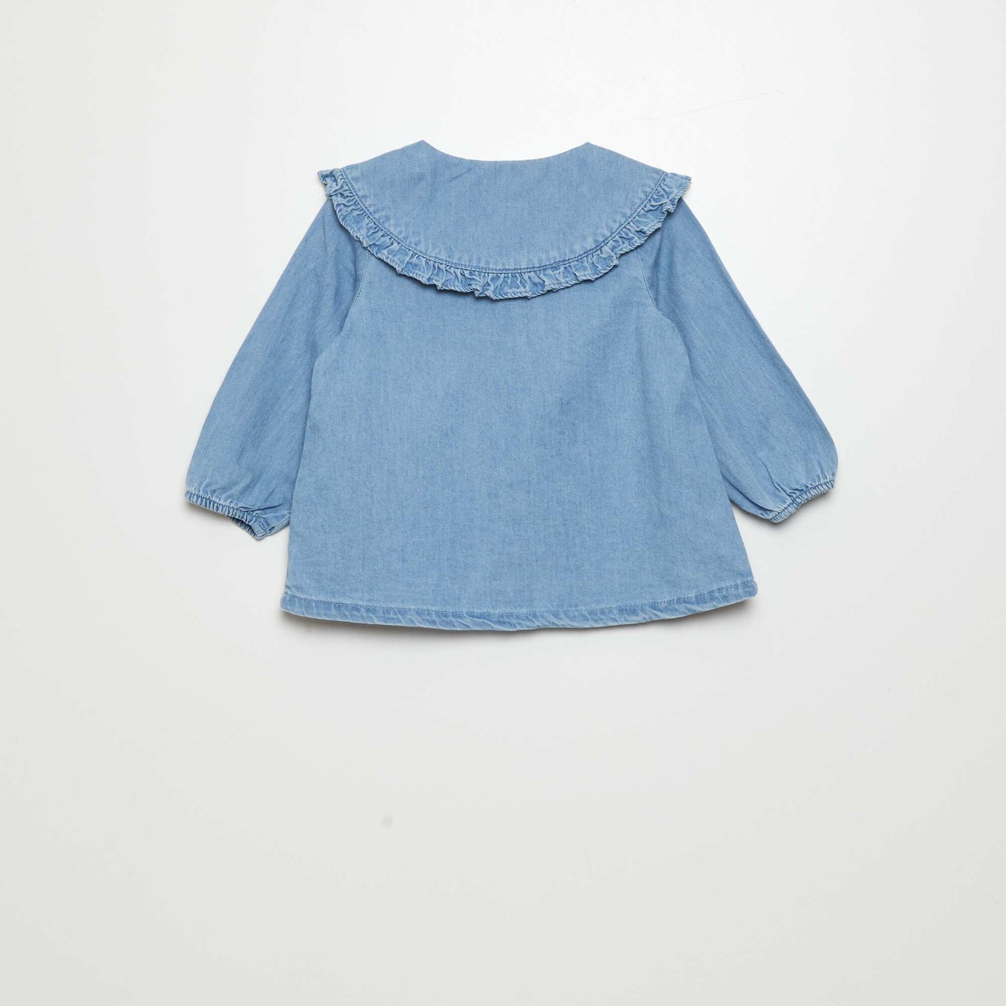 Chemise en denim col volant Bleu