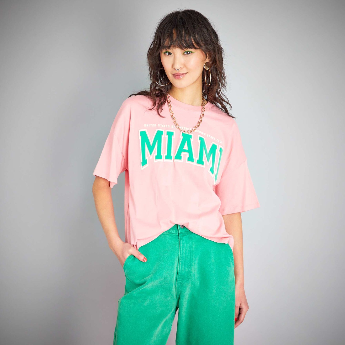 T-shirt en coton imprim 'Miami' Rose