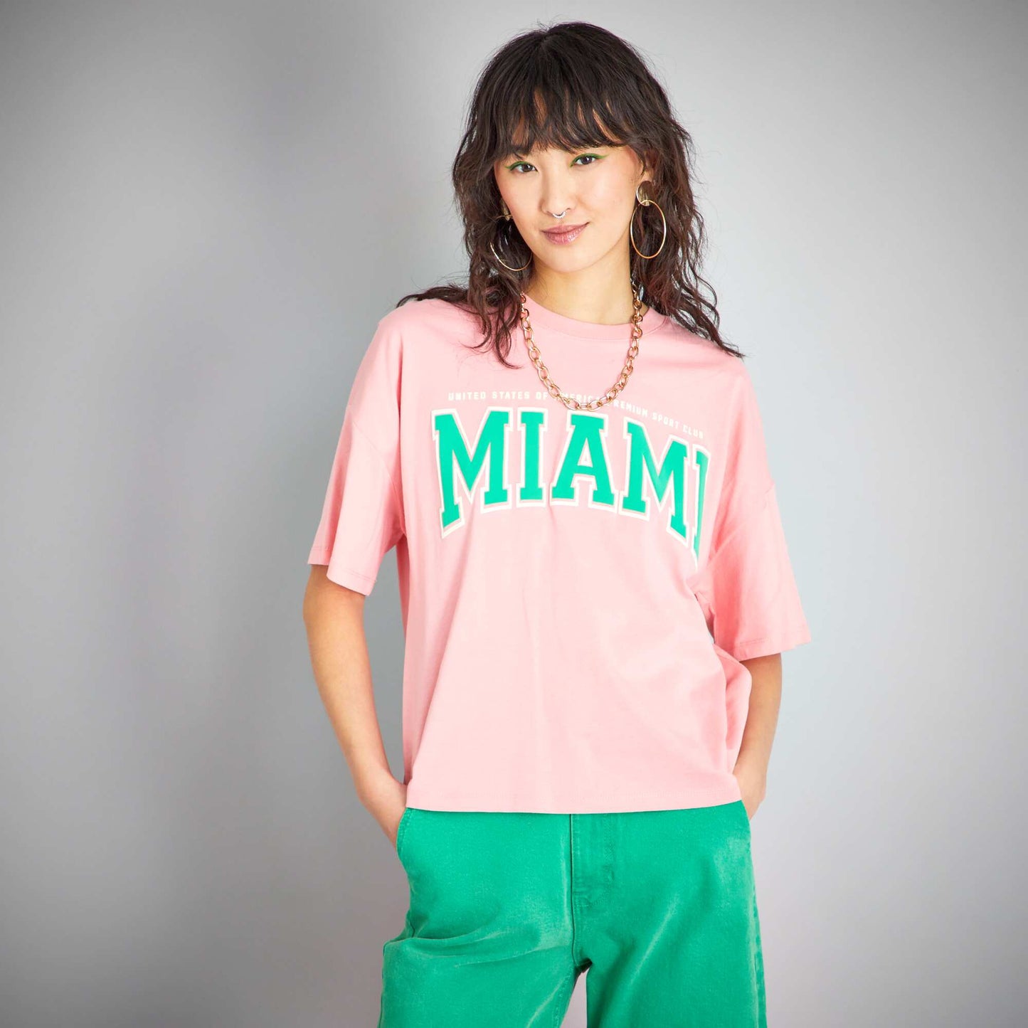 T-shirt en coton imprim 'Miami' Rose