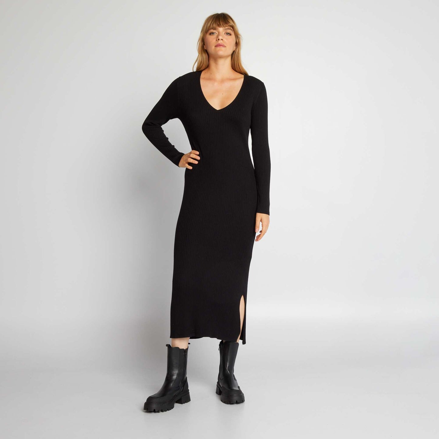 Robe en maille c tel e noir