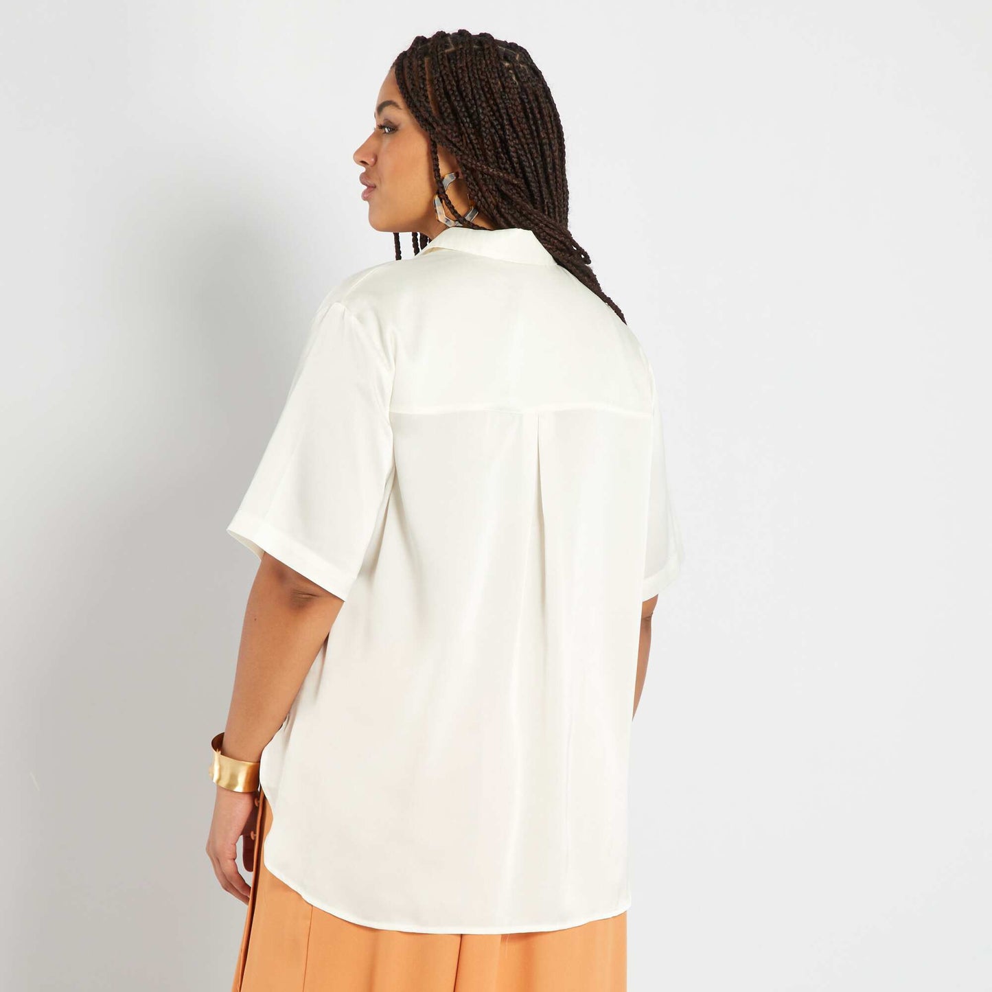 Chemisier satin col italien BLANC NEIG
