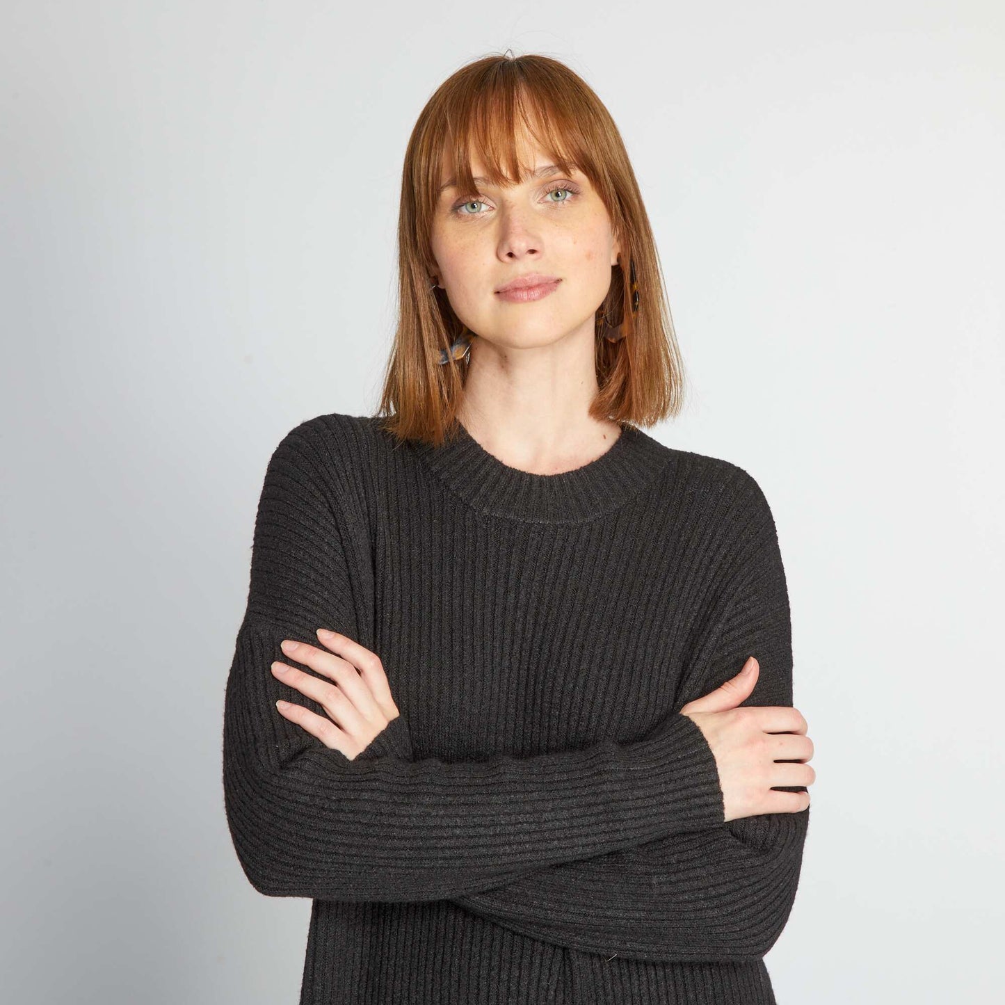 Robe longue oversize et c tel e Noir