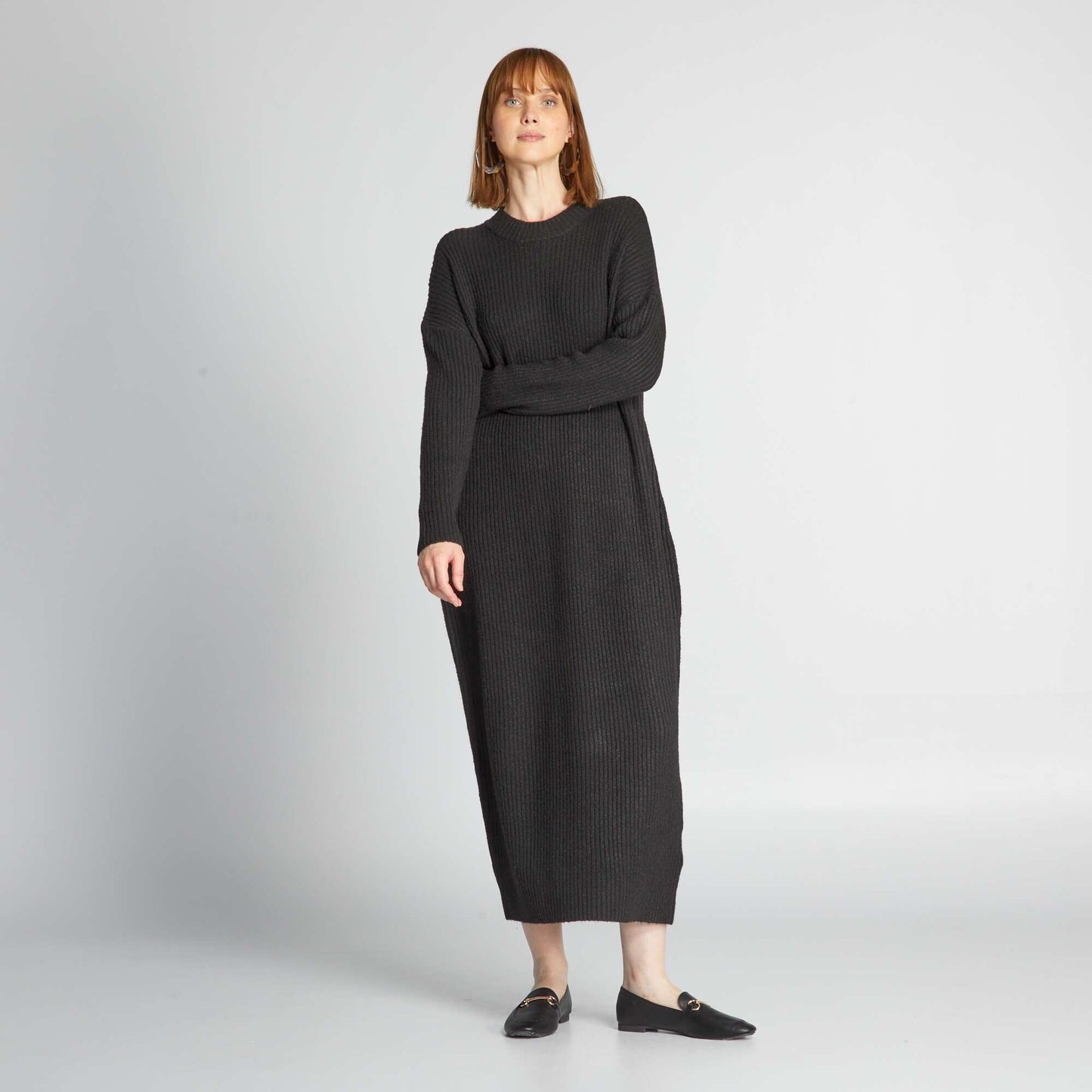 Robe longue oversize et c tel e Noir