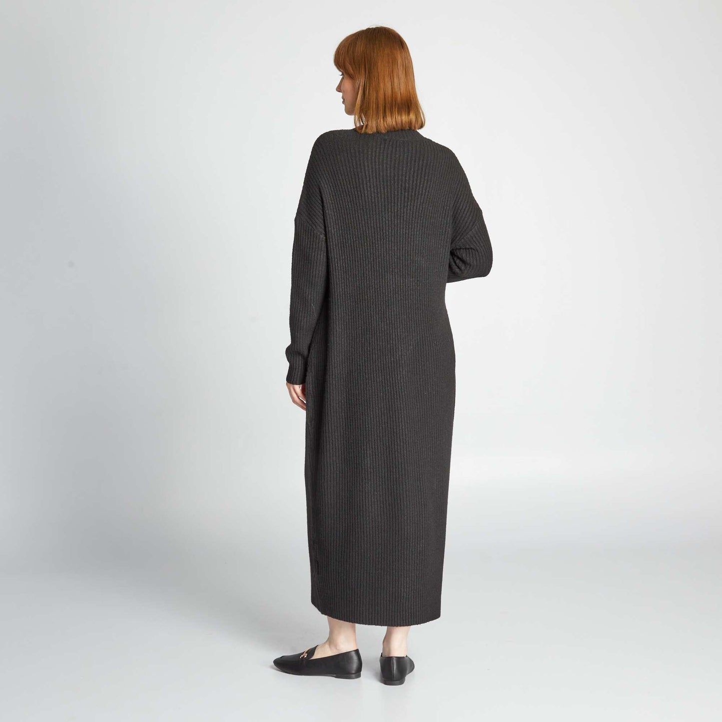Robe longue oversize et c tel e Noir