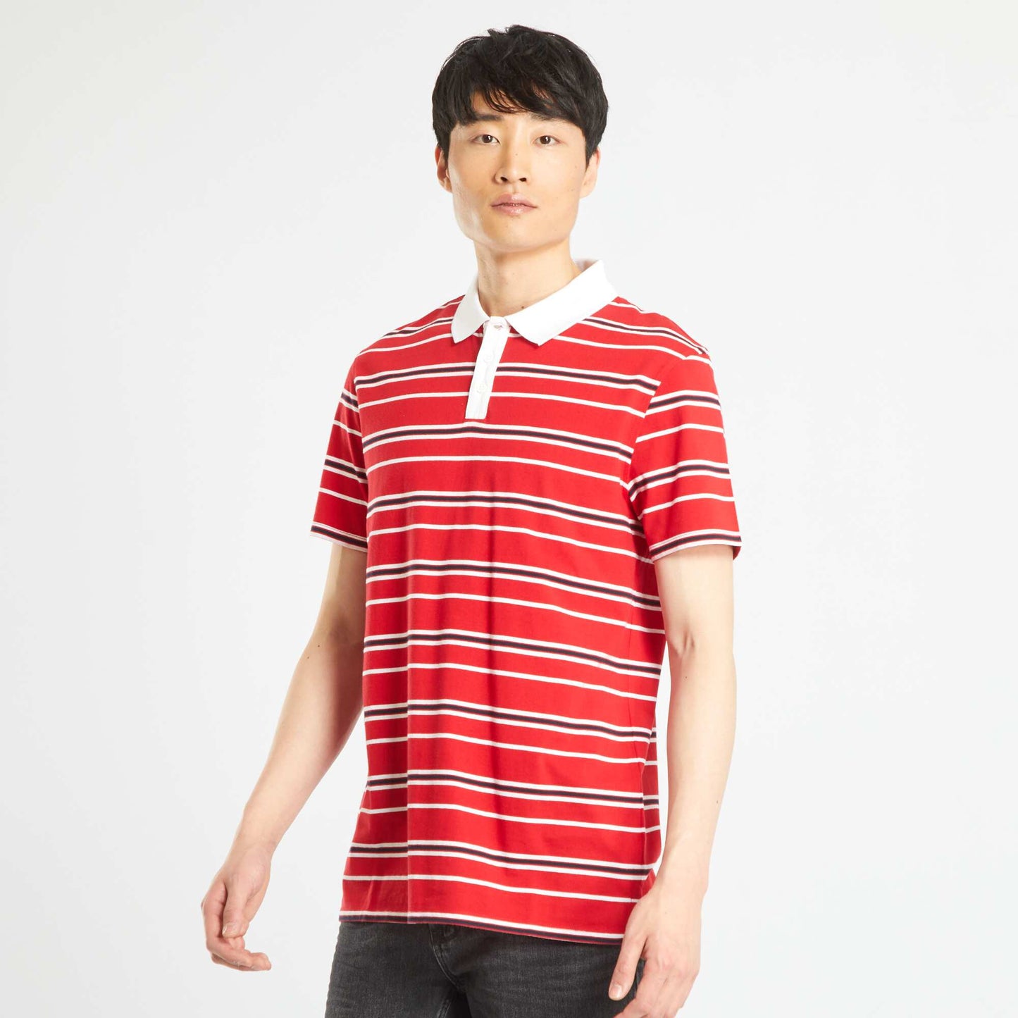 Polo en maille piqu e Rouge