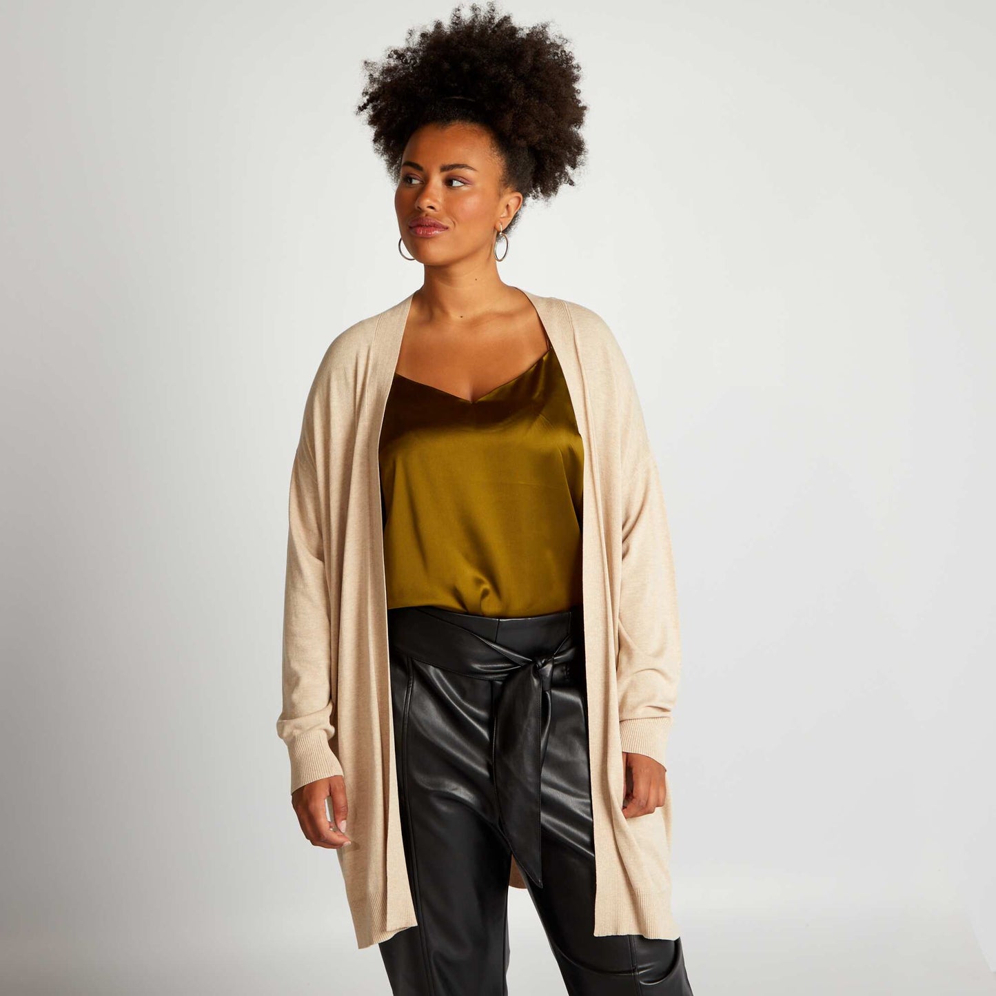 Gilet ouvert mi-cuisses Beige