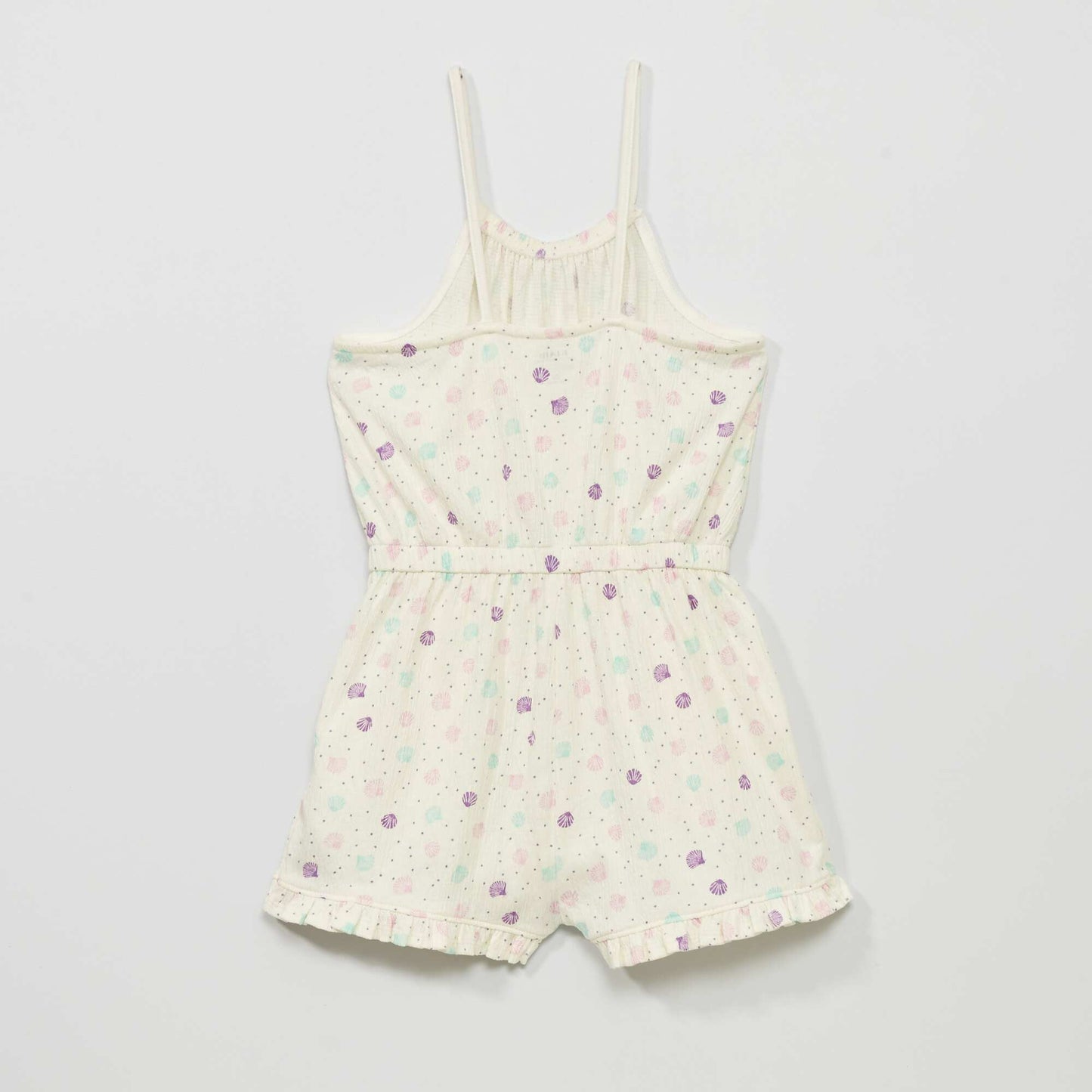 Combishort en maille ondul e avec imprim Blanc