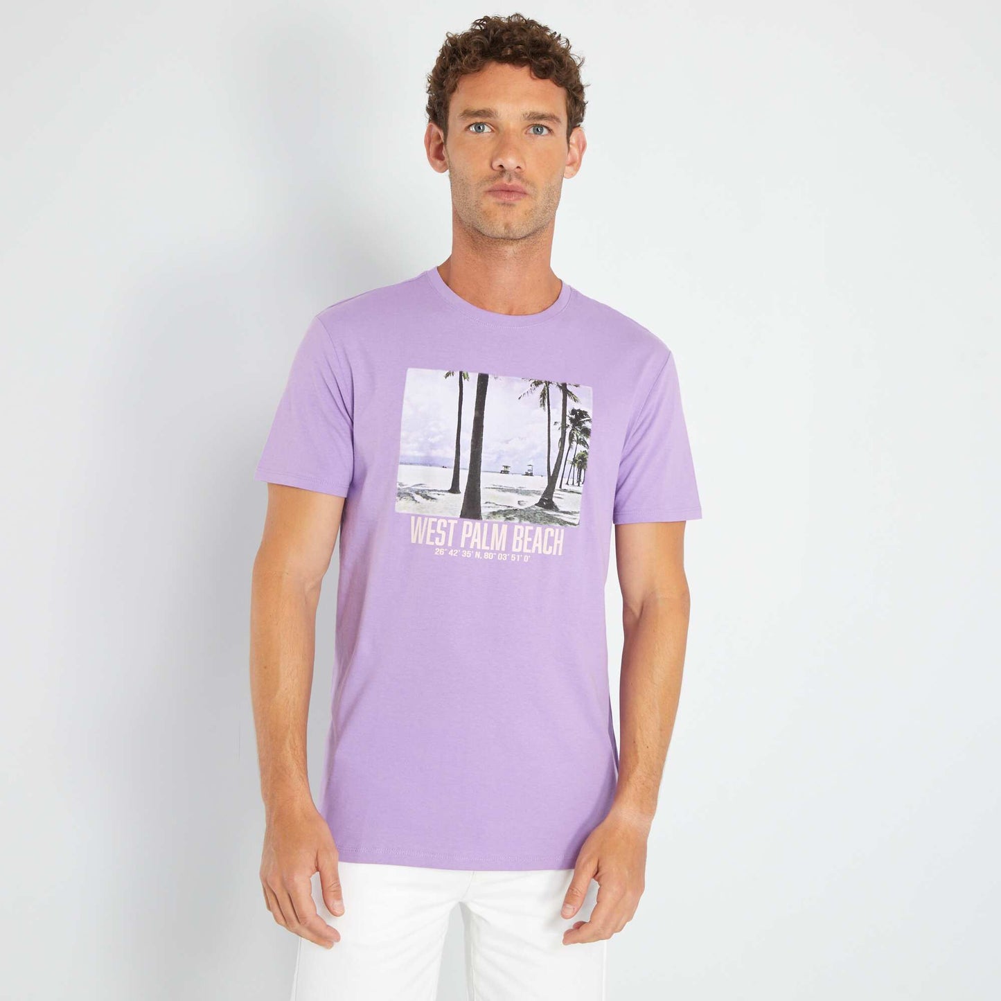 T-shirt en jersey avec print Violet 'Palm Beach'