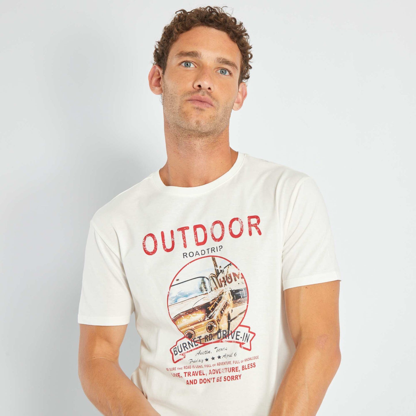 T-shirt en jersey avec print Blanc 'outdoor'