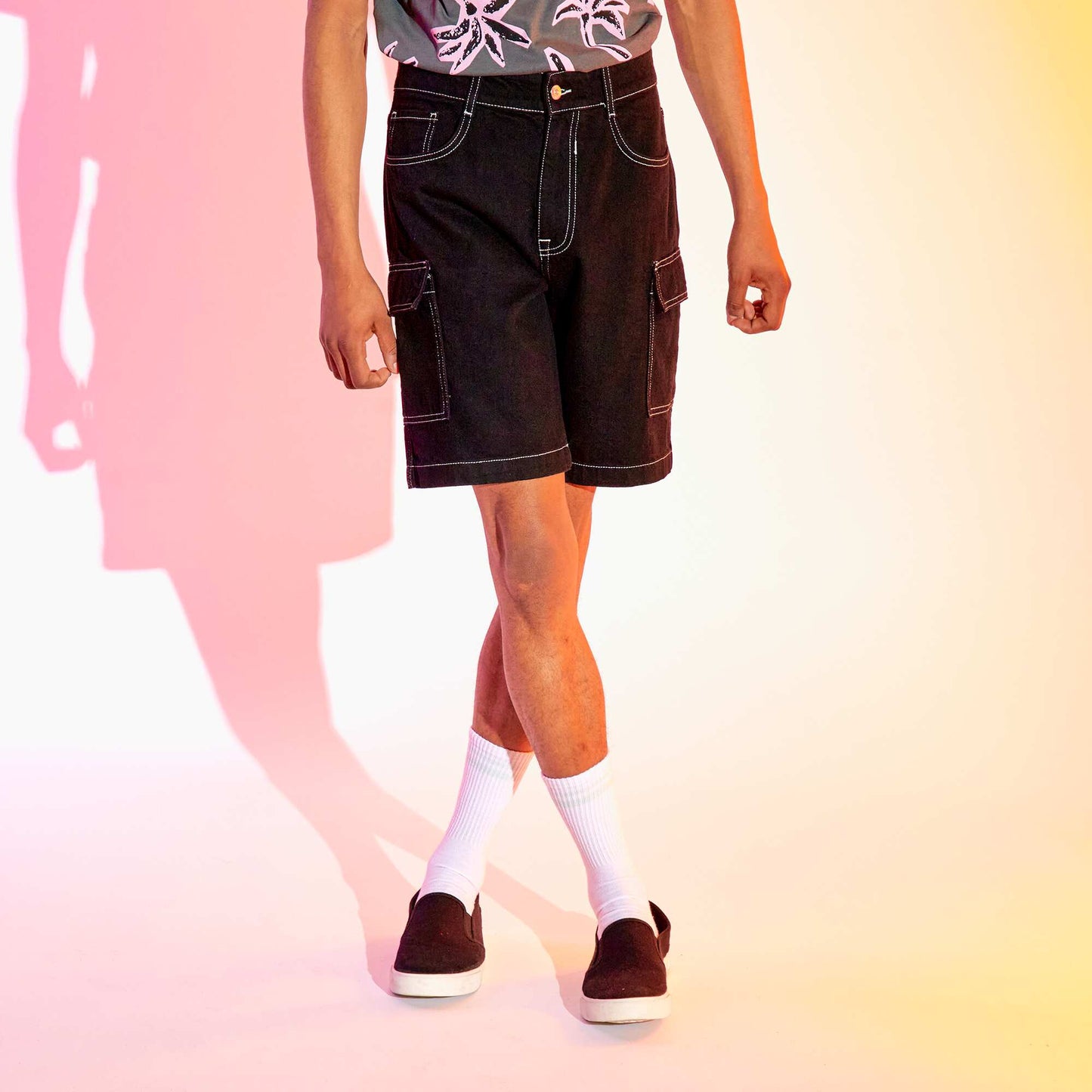 Short bermuda en denim noir