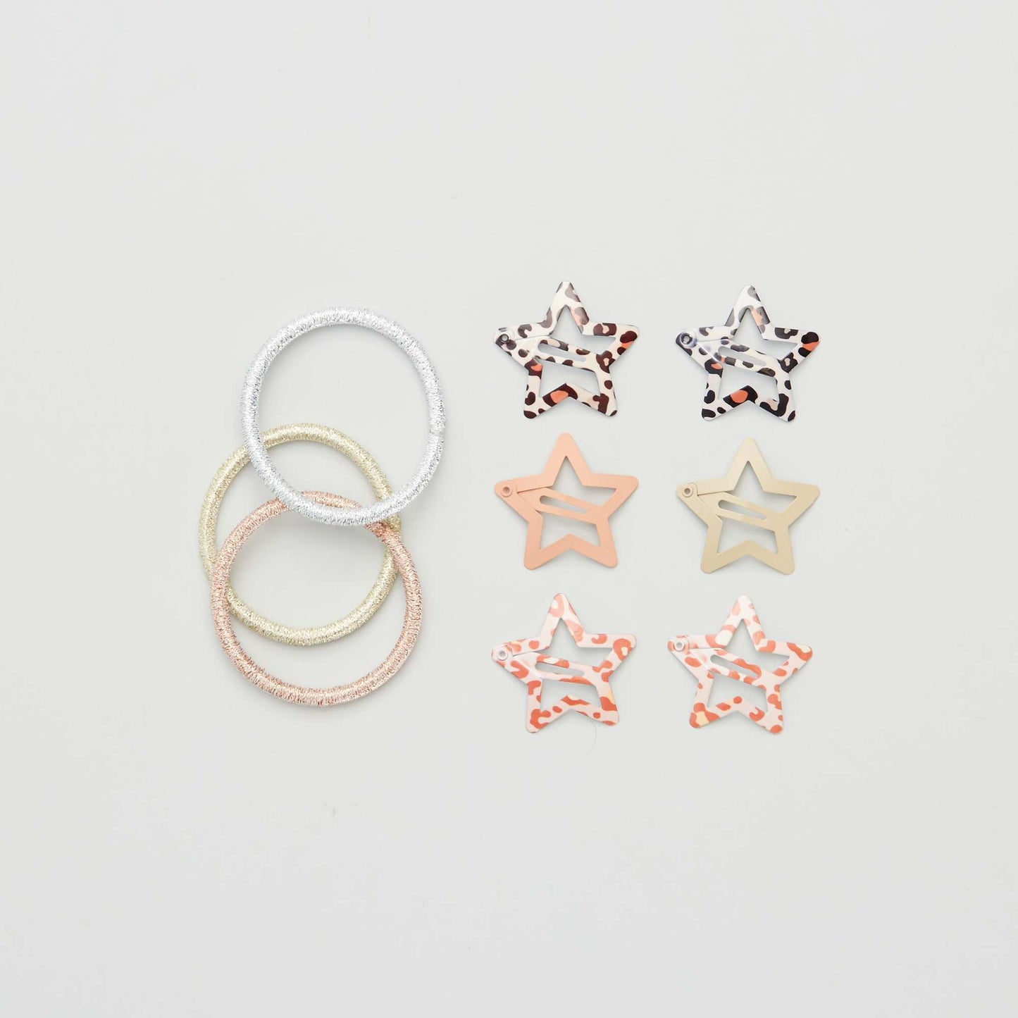 Lot de 6 pinces + 3 lastiques Rose