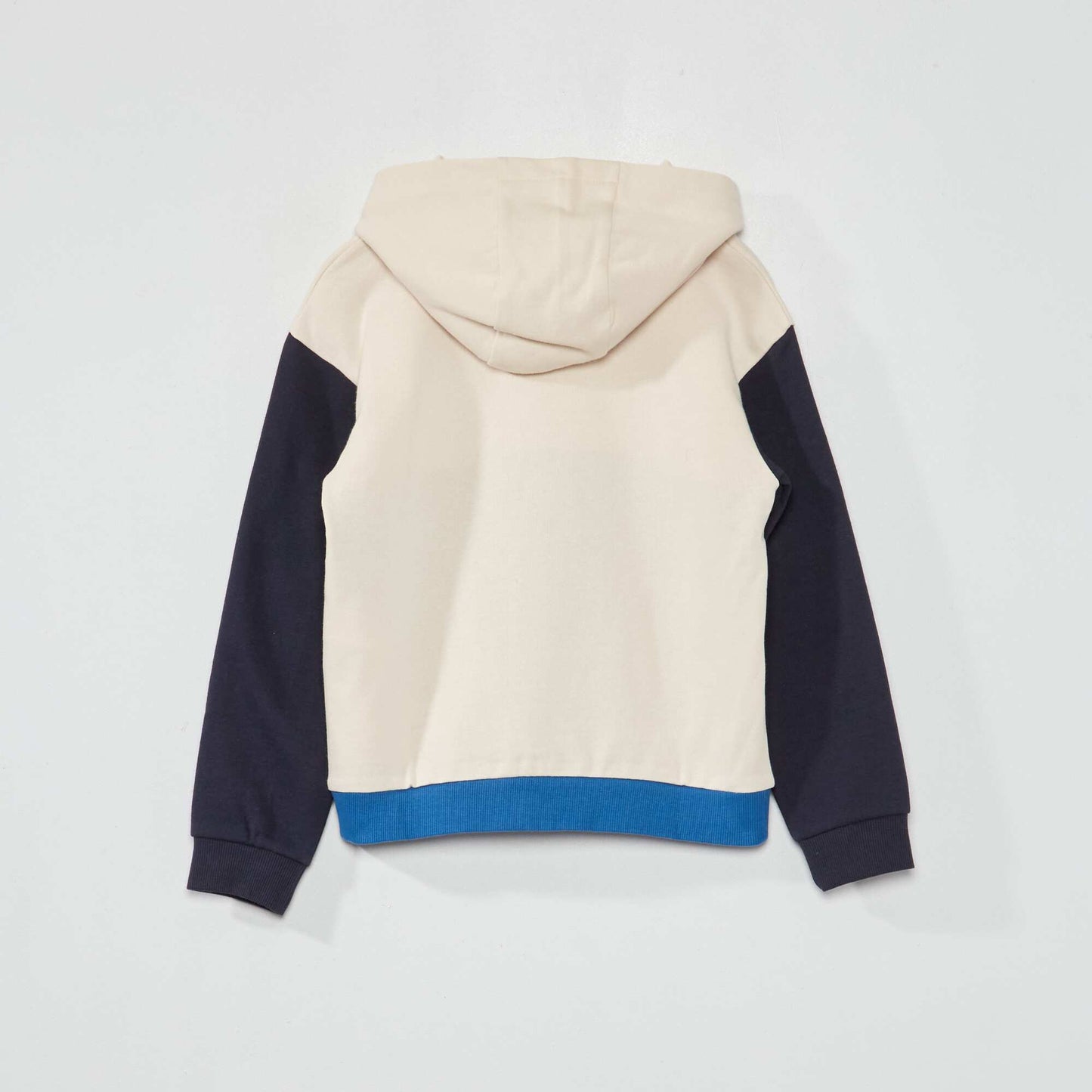 Sweat capuche colorblock et message fantaisie Beige/bleu