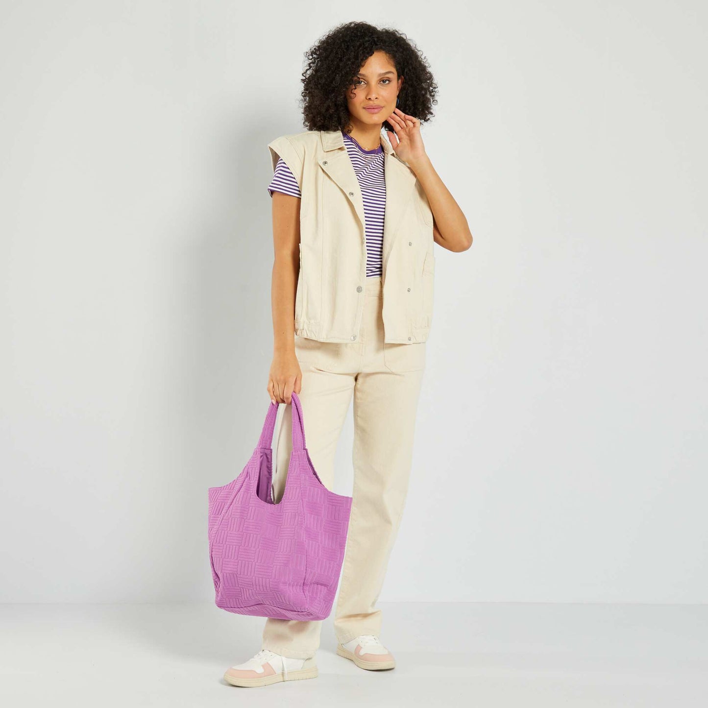 Veste sans manches en jean Beige