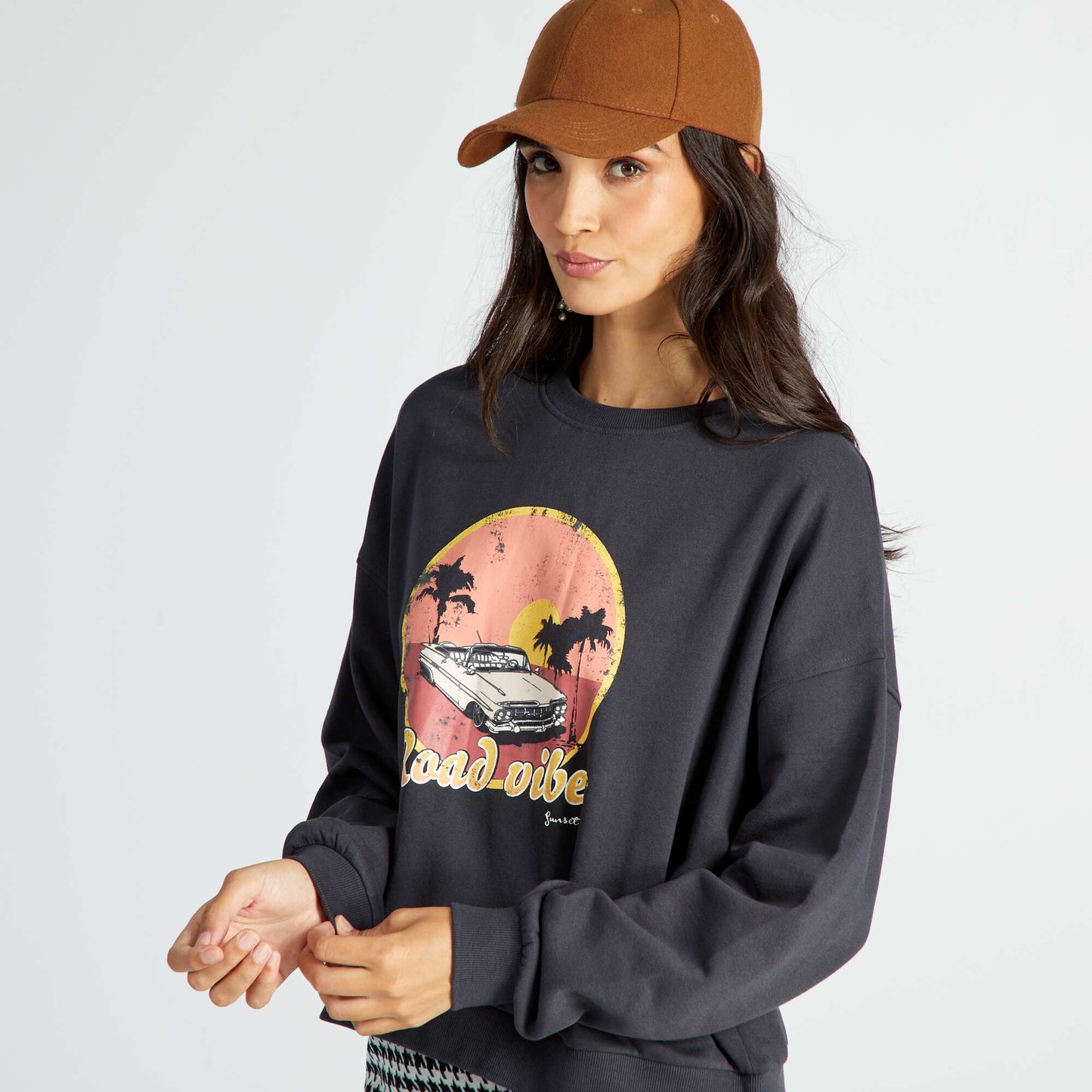 Sweat en molleton avec imprim Noir