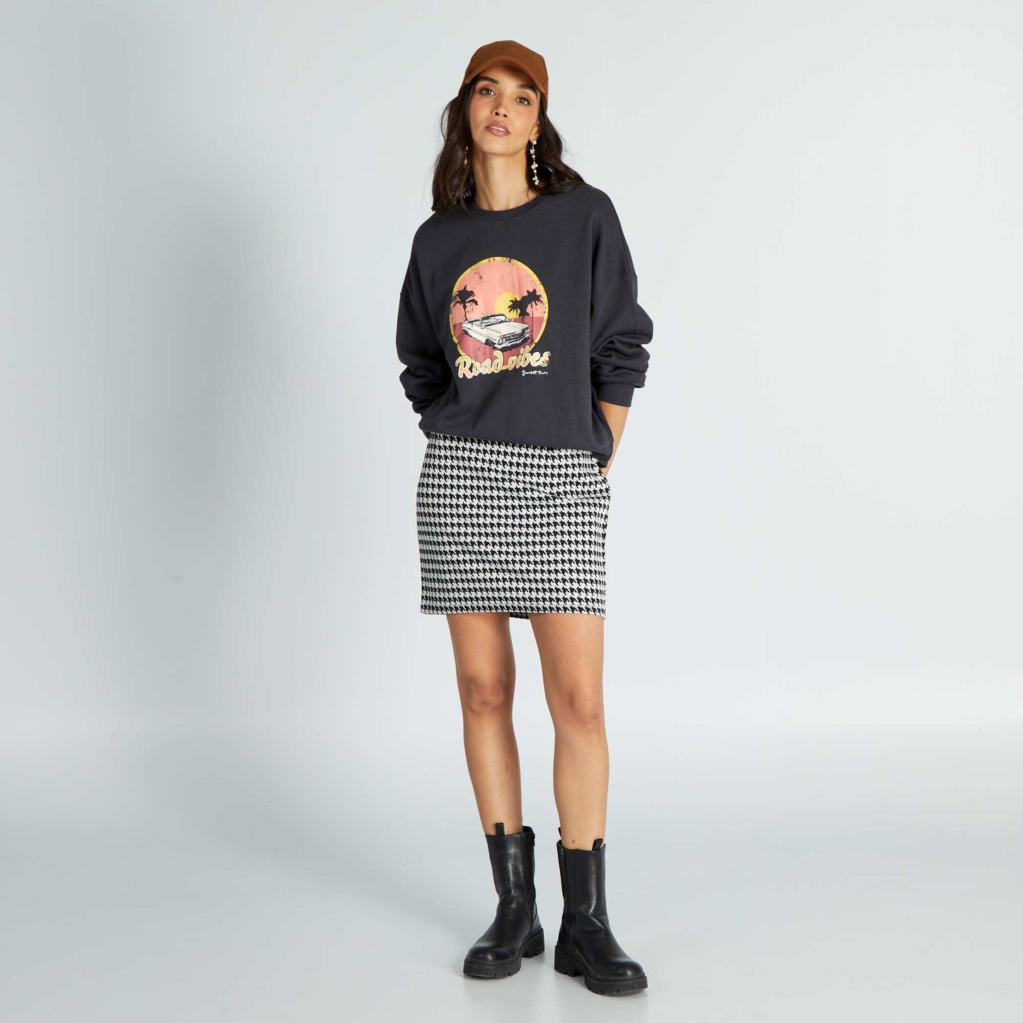 Sweat en molleton avec imprim Noir