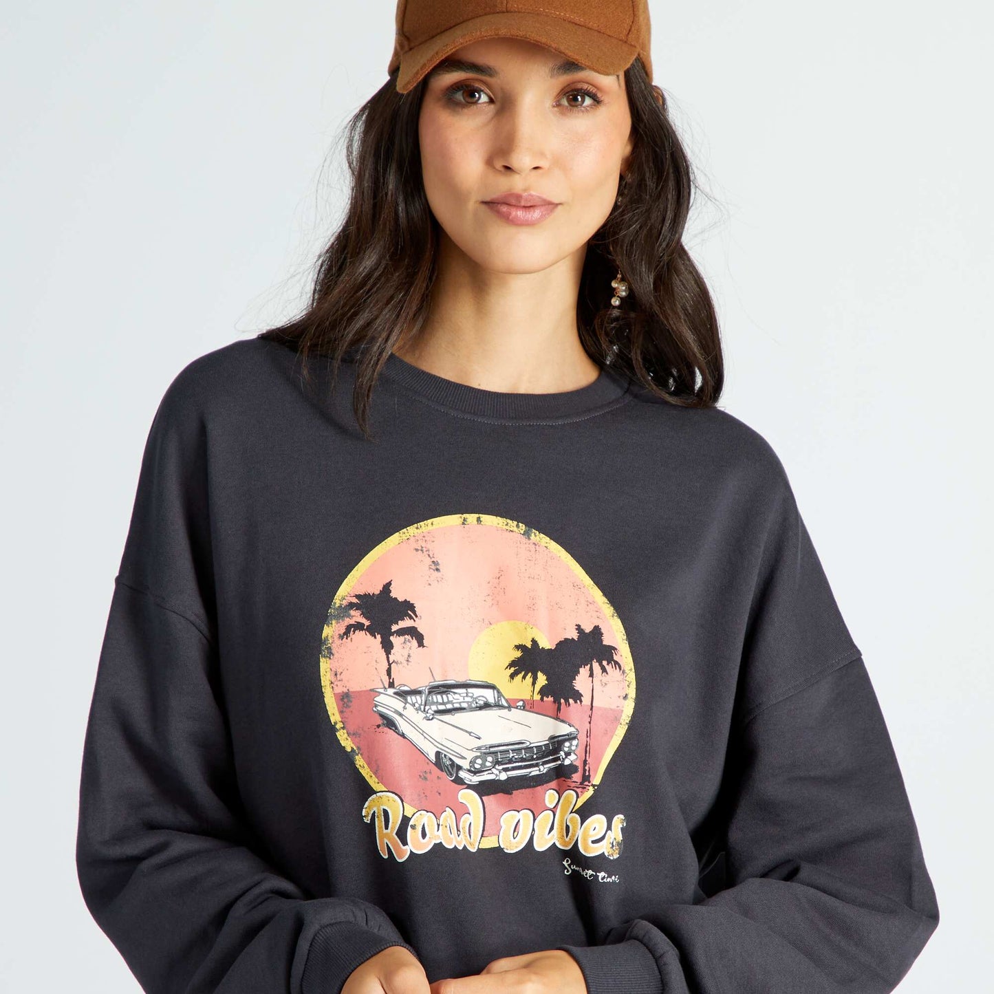 Sweat en molleton avec imprim Noir