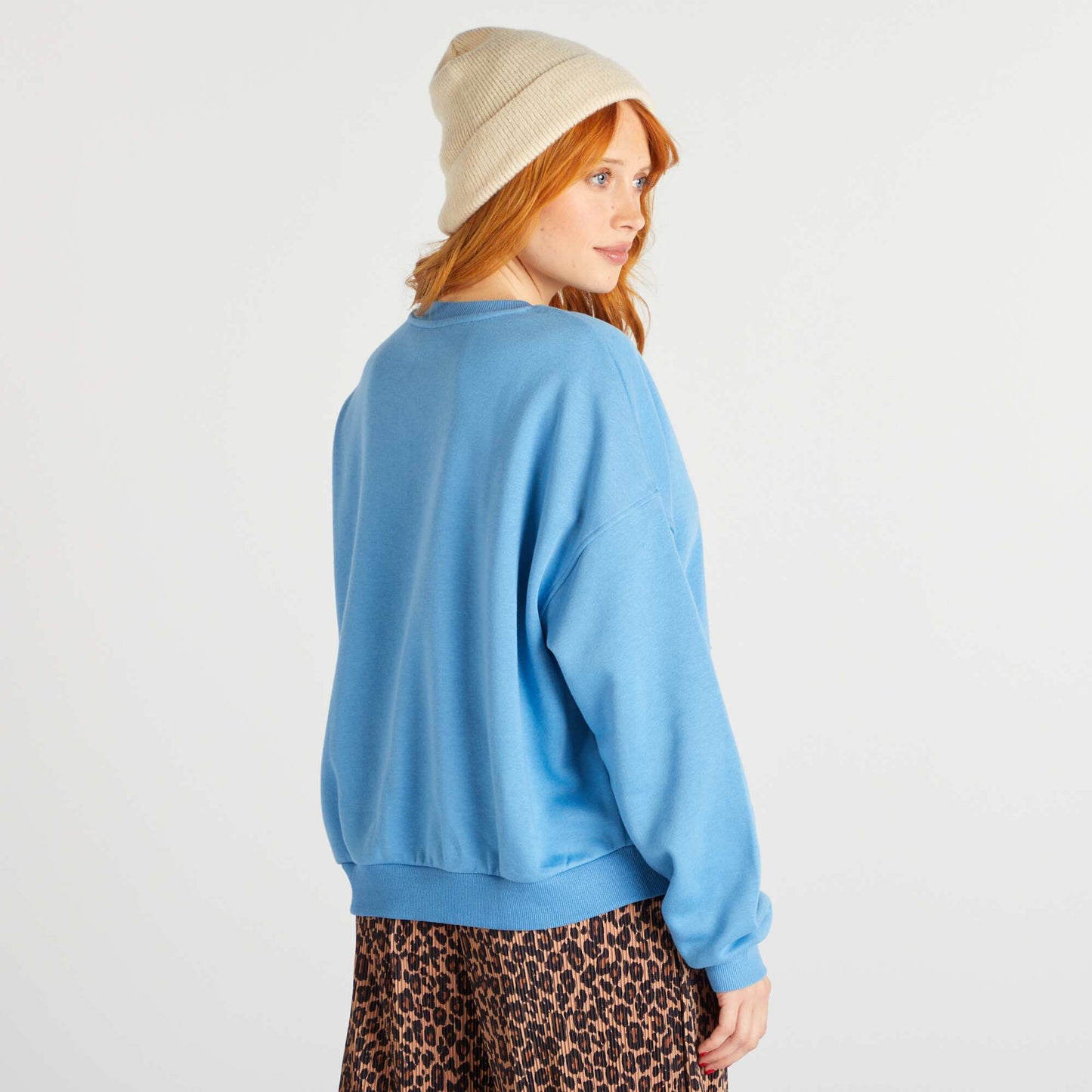Sweat en molleton avec imprim Bleu ciel