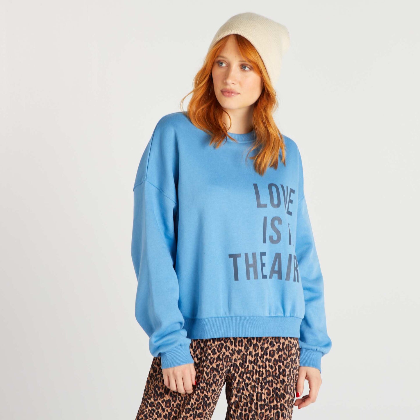 Sweat en molleton avec imprim Bleu ciel