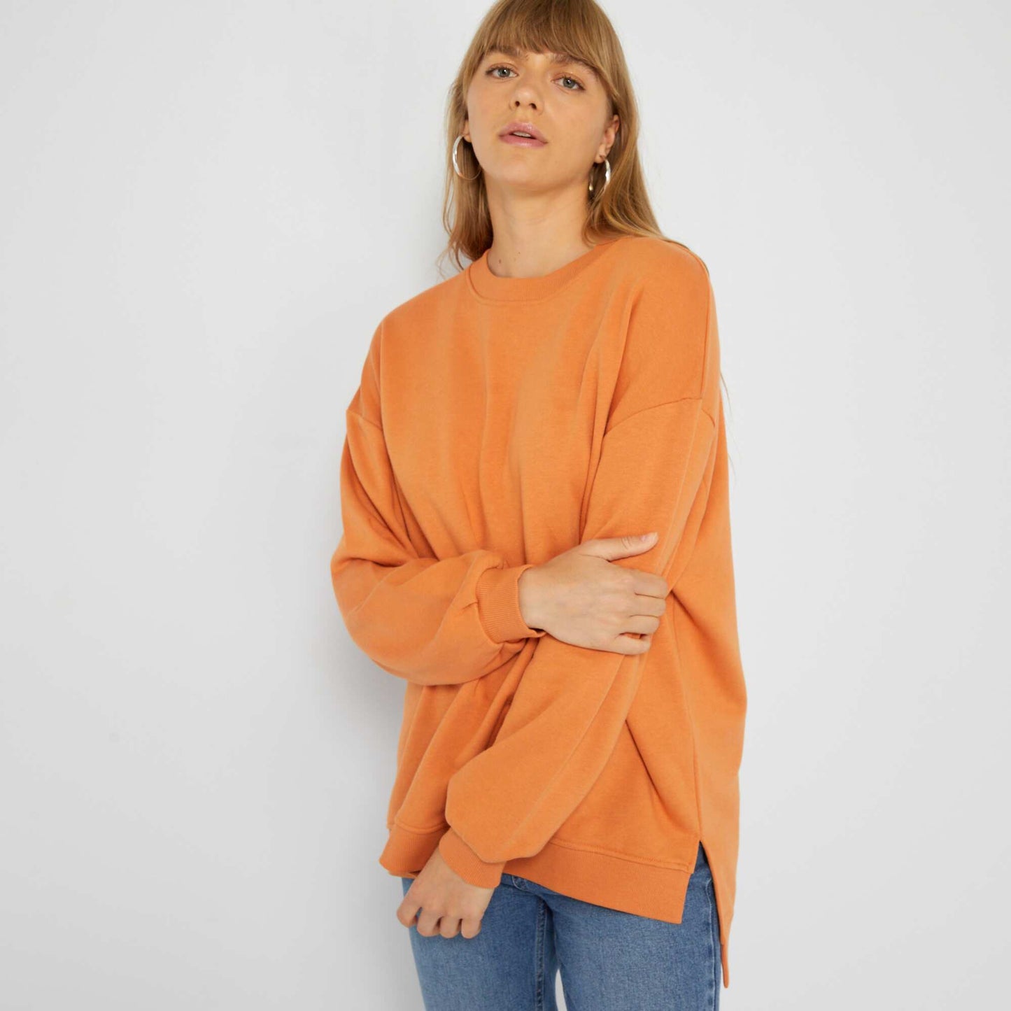 Sweat long en molleton Orange