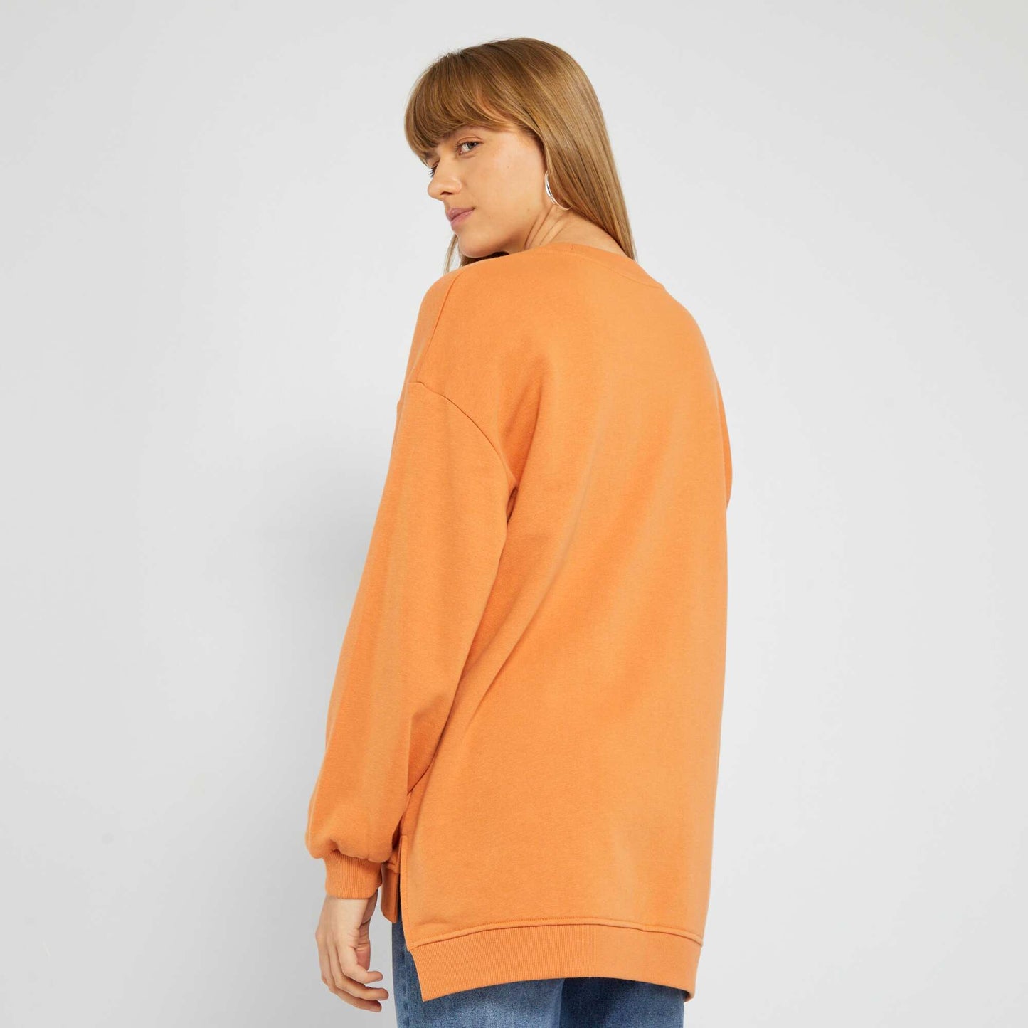 Sweat long en molleton Orange