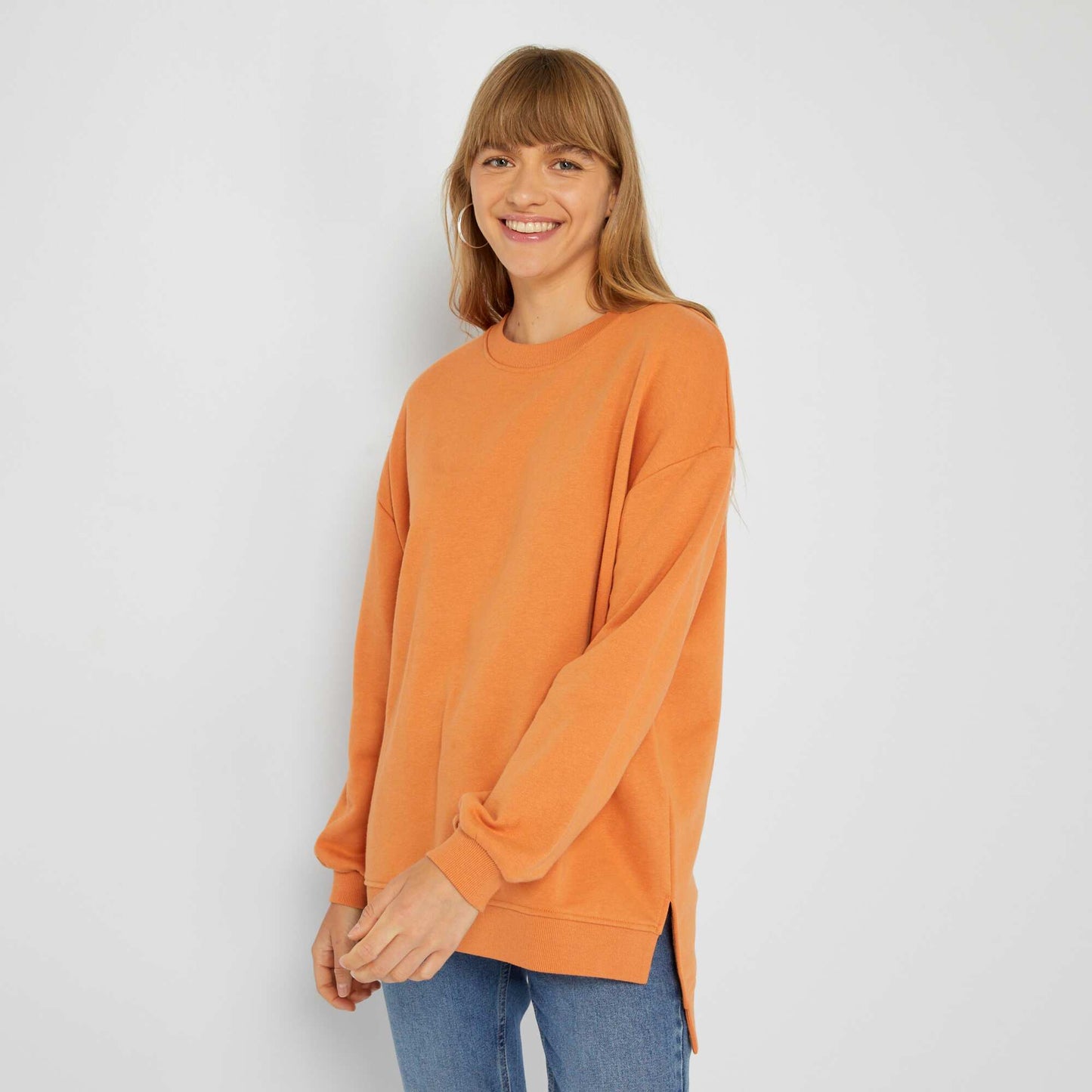 Sweat long en molleton Orange