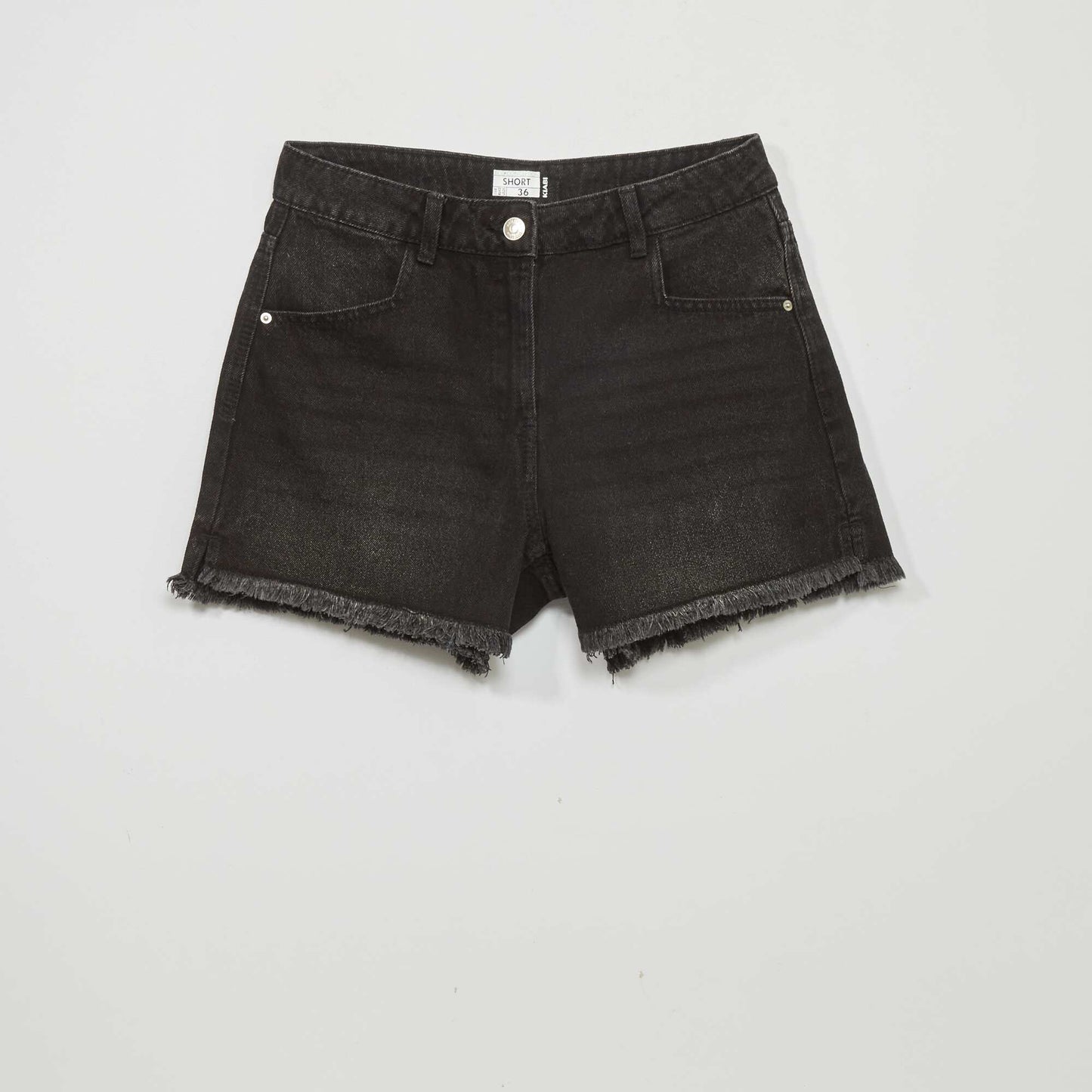 Short en jean avec franges Noir