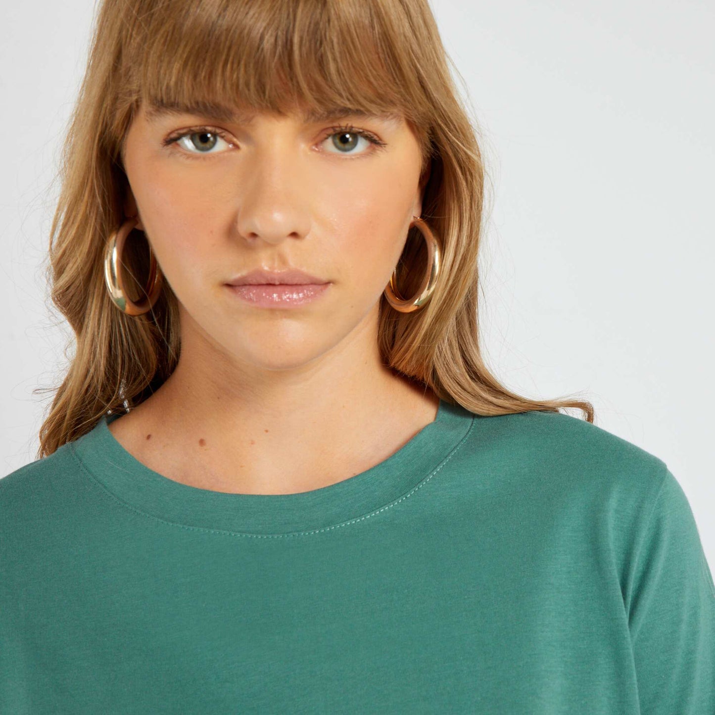 T-shirt long en jersey uni Vert