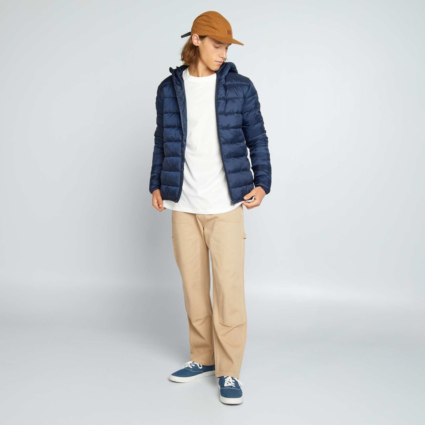 Doudoune matelass capuche Bleu fonc