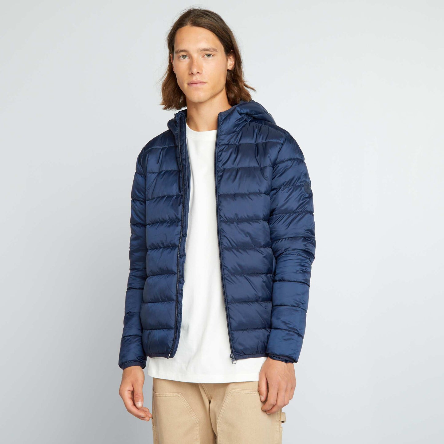 Doudoune matelass capuche Bleu fonc