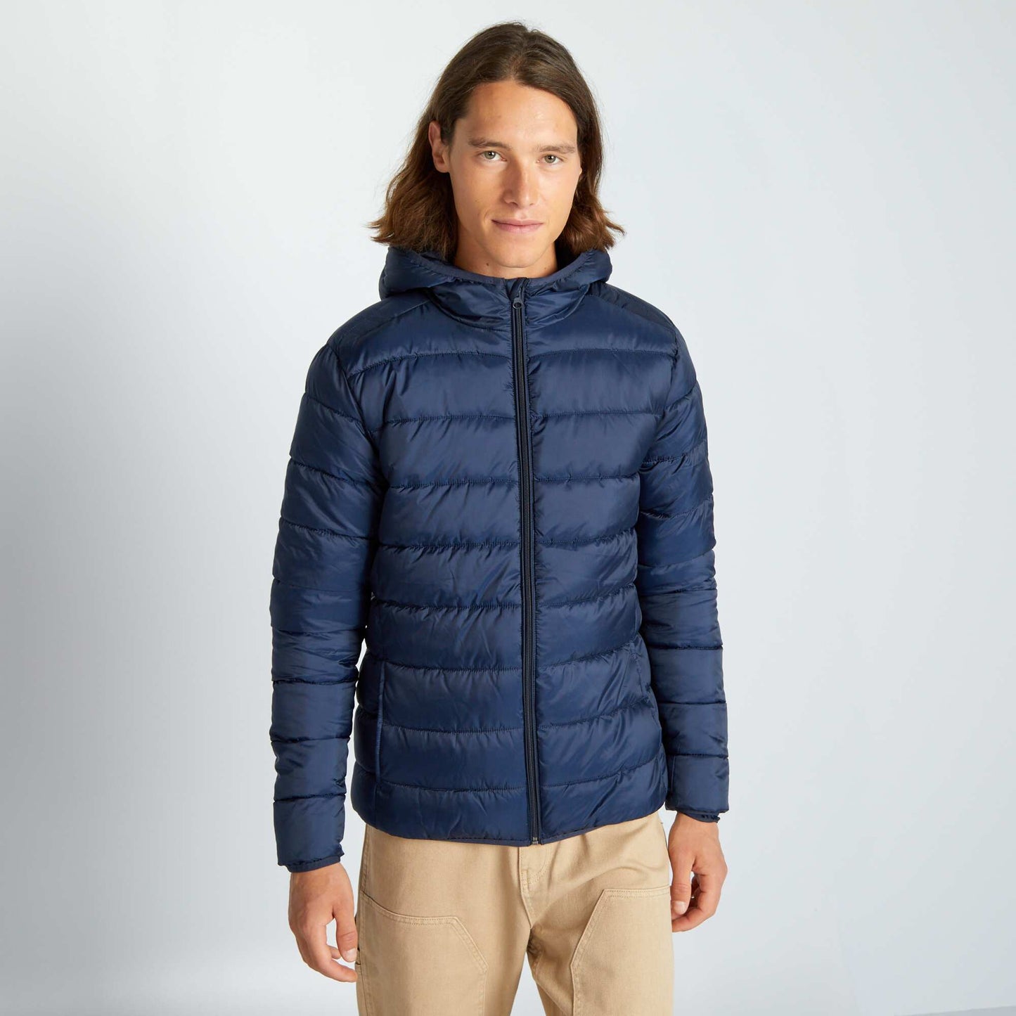 Doudoune matelass capuche Bleu fonc