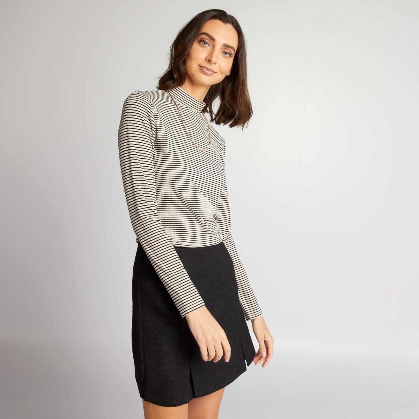 Sous-pull en maille c tel e Noir/blanc