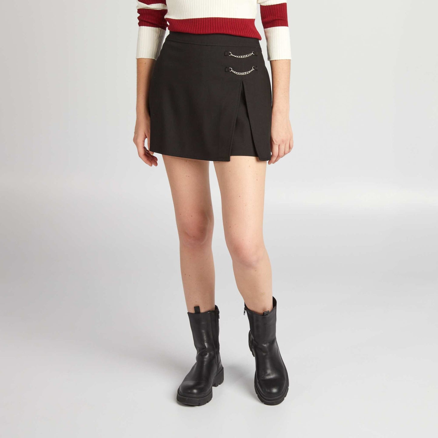 Jupe short rayures noir