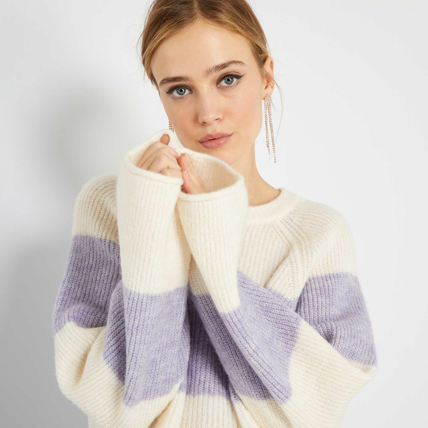 Pull marini re en maille tricot Violet