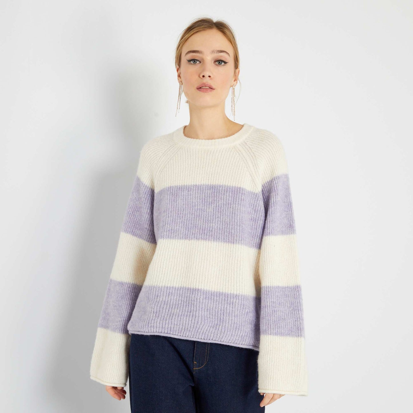 Pull marini re en maille tricot Violet