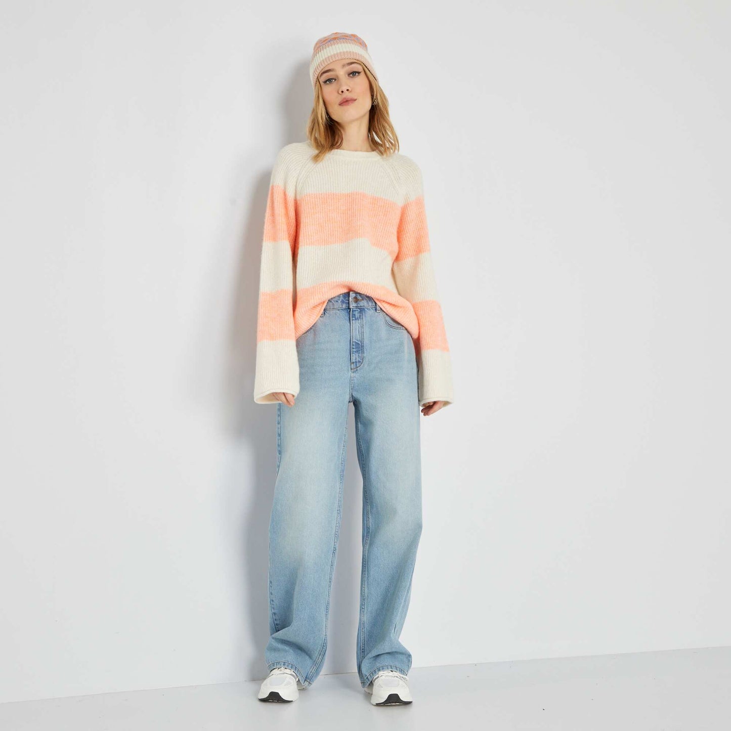 Pull marini re en maille tricot Rose