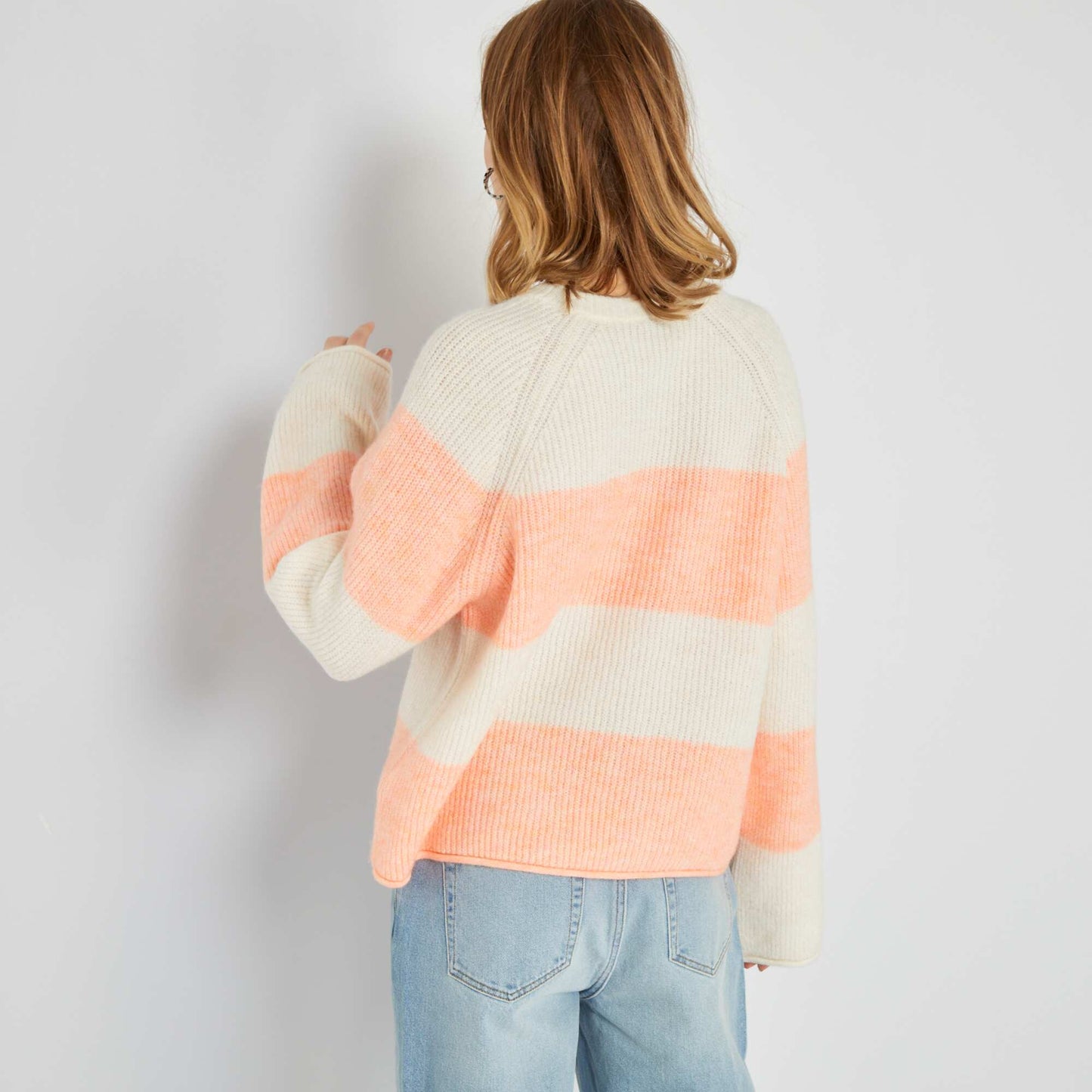 Pull marini re en maille tricot Rose