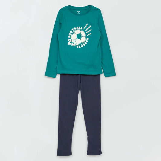 Ensemble pyjama t-shirt + pantalon - 2 pi ces Vert/bleu