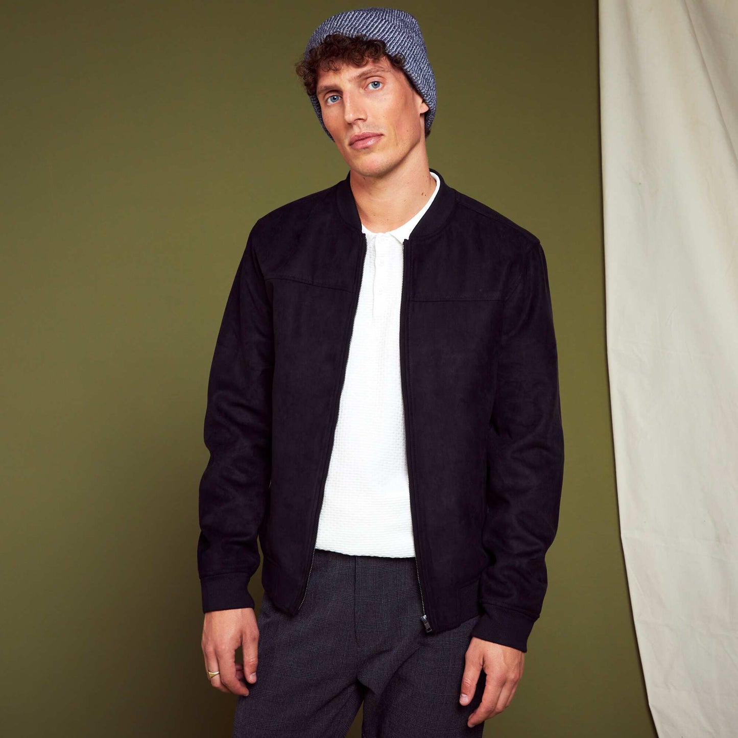 Blouson en su dine noir