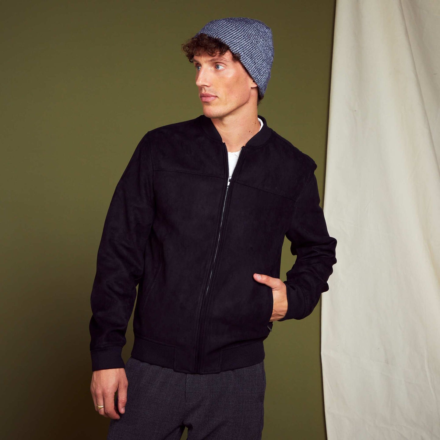 Blouson en su dine noir