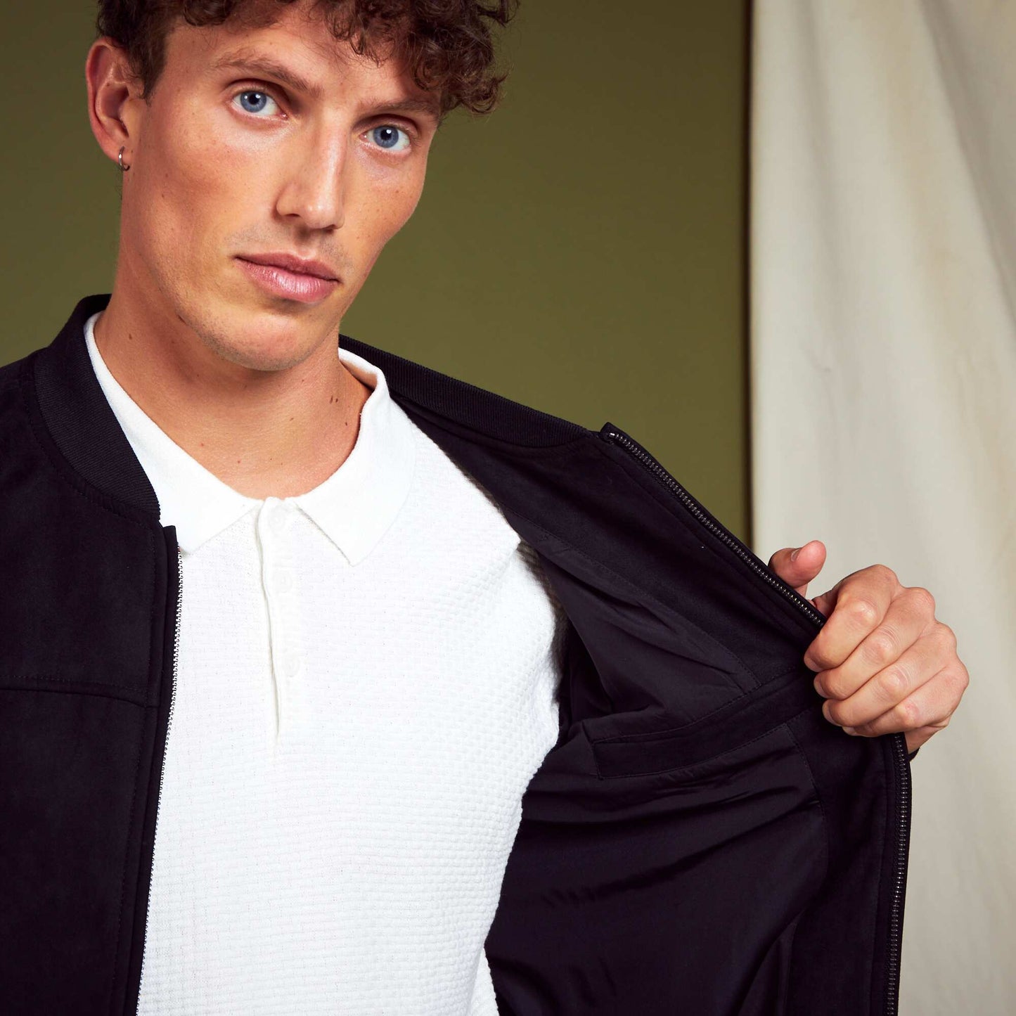 Blouson en su dine noir