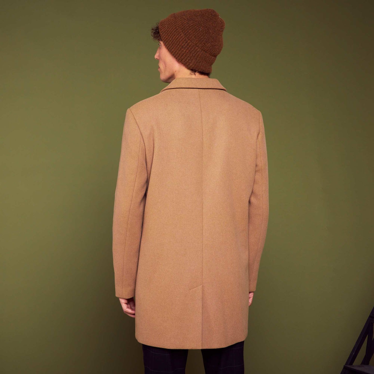 Manteau long avec ouverture boutonn e Beige
