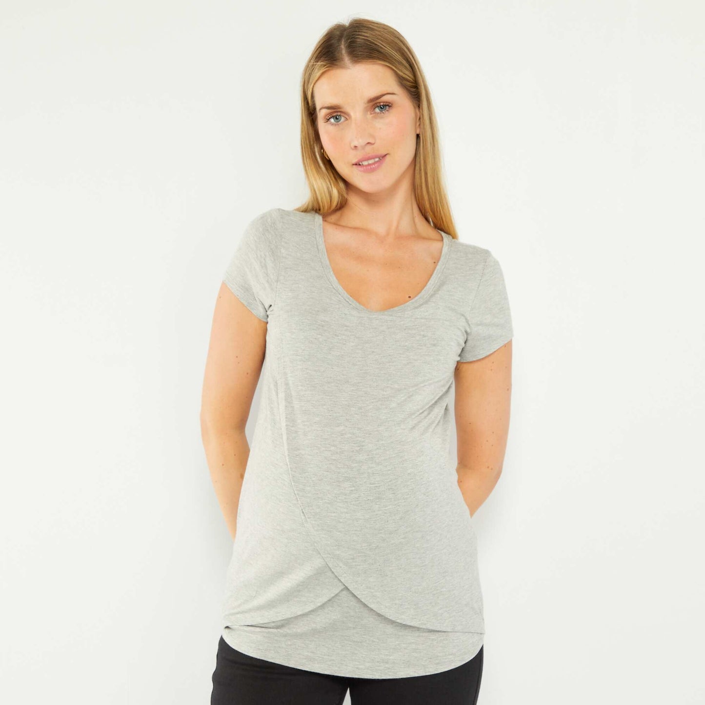T-shirt d'allaitement col rond GRIS