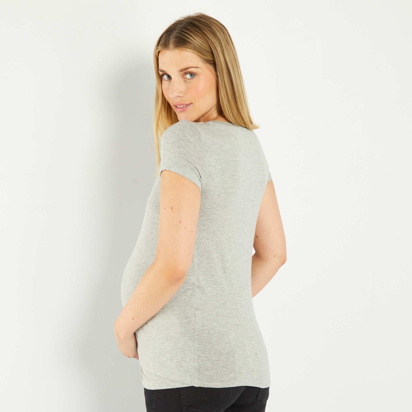 T-shirt d'allaitement col rond GRIS